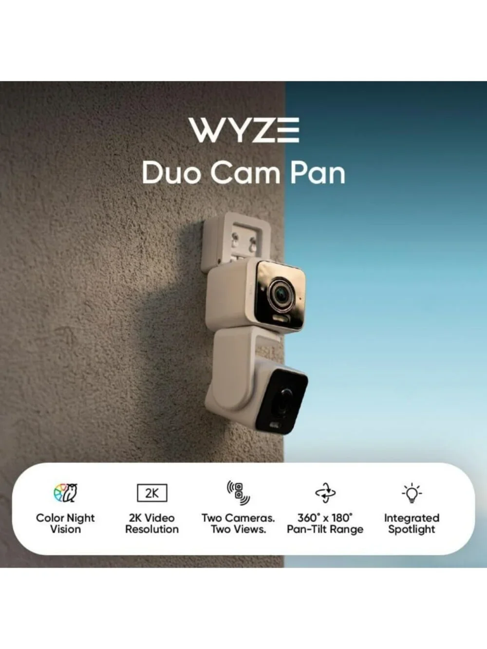 2-Pack Indoor/Outdoor 360° Smart Security Cameras with Color Night Vision
